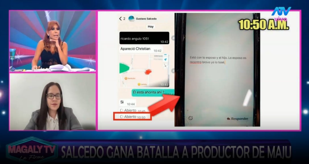 Gustavo Salcedo habría hablado de GPS y seguimiento a Christian Rodríguez en audio difundido por Magaly Medina. Captura: Magaly TV La Firme.