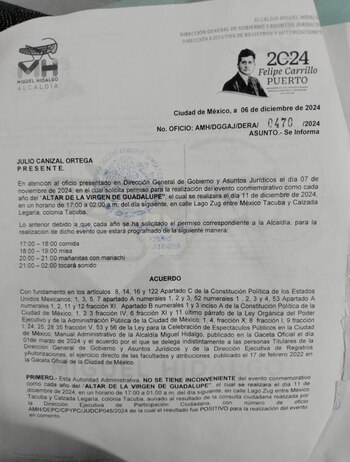 Difunden permiso solicitado a la