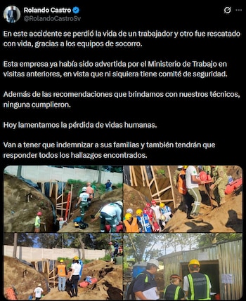 El ministro de Trabajo, Rolando Castro, aseguró que la empresa en Santa Ana ya había sido advertida y que deberá indemnizar a la familia del fallecido (Cortesía: Rolando Castro).