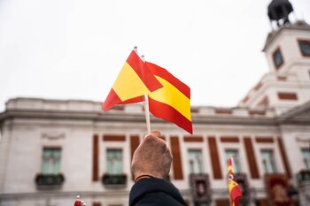 Una persona sujeta una bandera