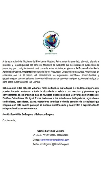 Comunicado por el Comité Salvemos