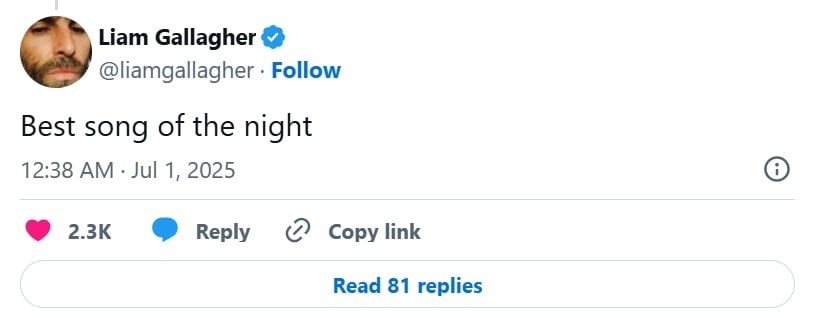 Liam Gallagher se sumó a la polémica desatada por los fans tras el incidente con el fan que tocó