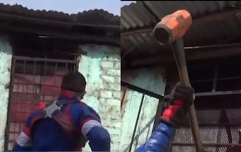 Policías se disfrazaron de Spiderman,