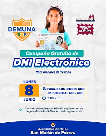 La campaña comenzará a partir de las 9 horas y durará hasta agotar cupos - Créditos: Municipalidad de San Martín de Porres.