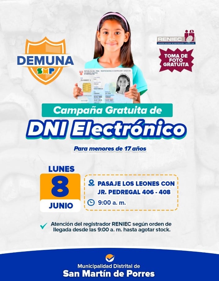 La campaña comenzará a partir de las 9 horas y durará hasta agotar cupos - Créditos: Municipalidad de San Martín de Porres.