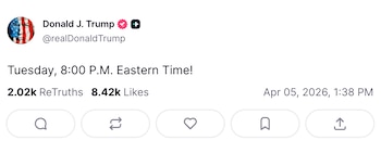 El enigmático mensaje publicado por Trump en Truth Social