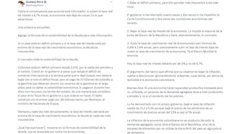 O presidente explicou a sua visão para a sustentabilidade e o crescimento da dívida. - crédito @petrogustavo/X