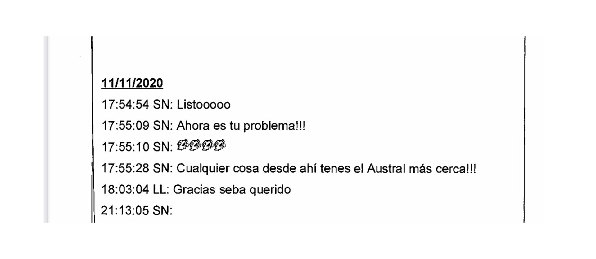 Otro chat del testigo con el imputado