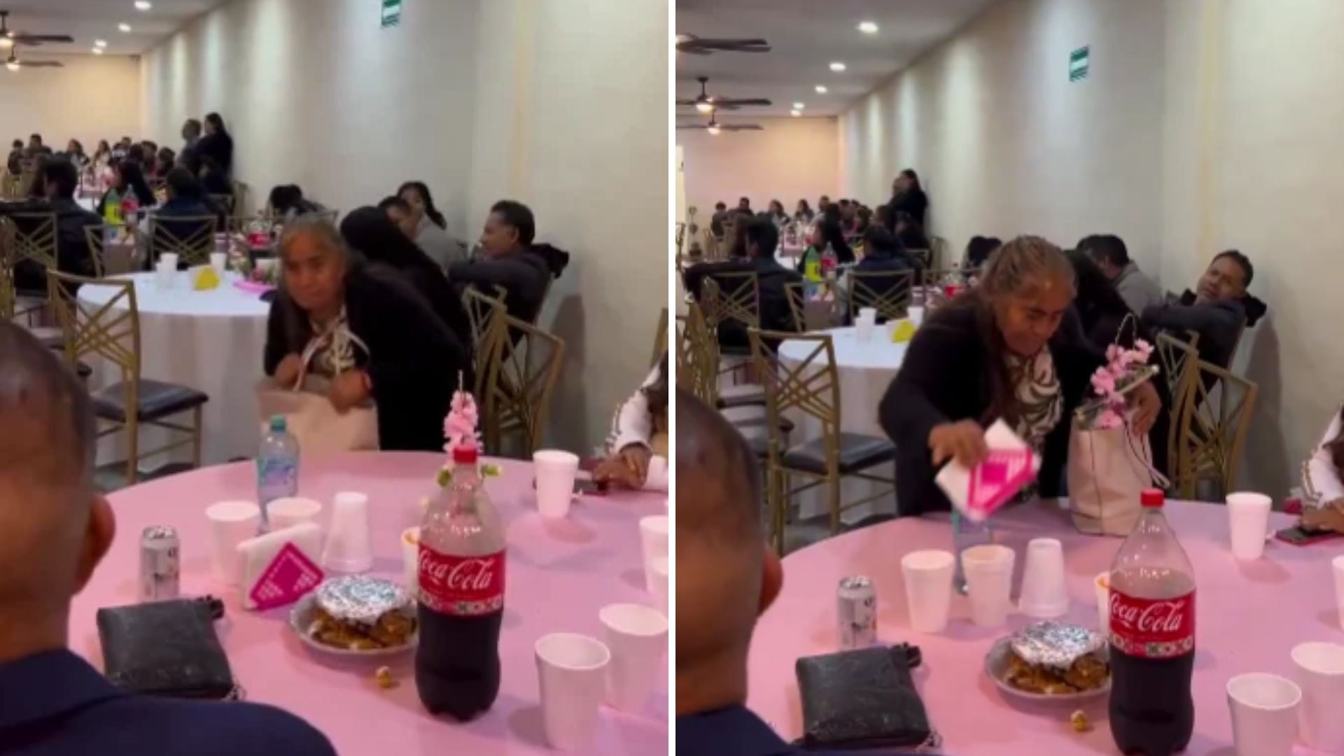 Mujer se vuelve viral por llevarse el centro de mesa de una fiesta y desata burlas: “Hasta la Coca le ofrecieron”