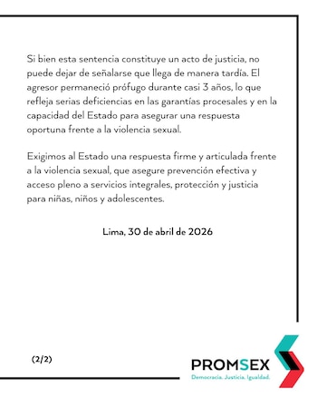 Caso ‘Mila’: dictan 35 años de prisión al responsable tras años de silencio e impunidad| Promsex