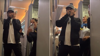 Ciro Martínez emocionó a todos los pasajeros en el vuelo al Mundial: entre el himno nacional y su tema de Los Piojos