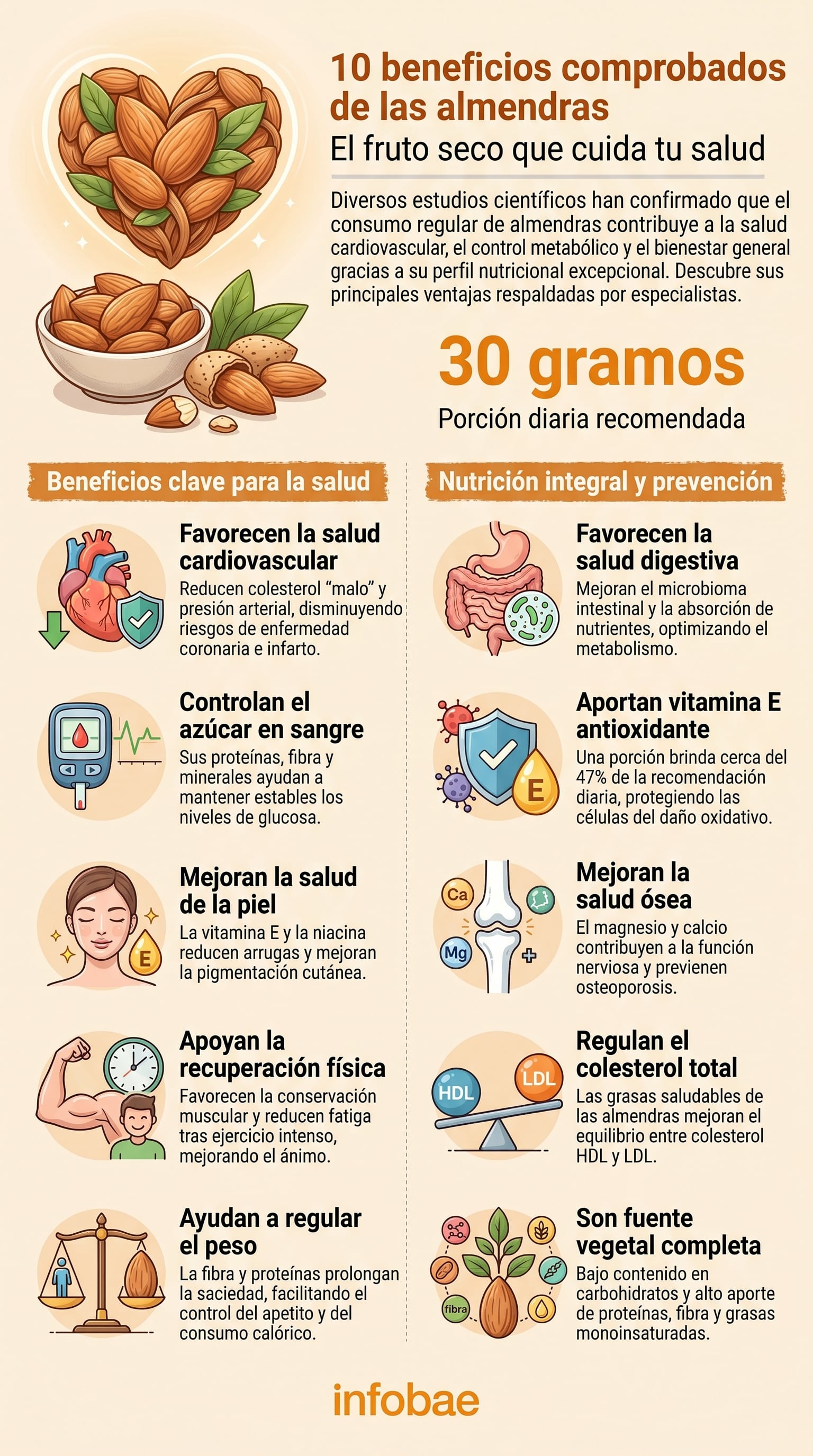 Todos los beneficios de las almendras en el bienestar general (Imagen Ilustrativa Infobae)