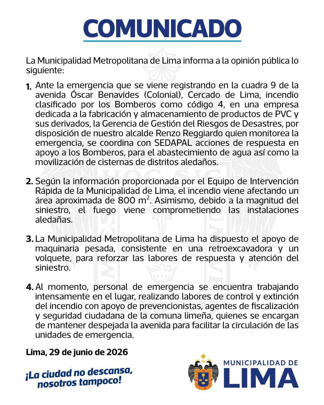 La emergencia afecta una empresa dedicada a la fabricación y almacenamiento de productos de PVC y sus derivados| Comunicado de MML