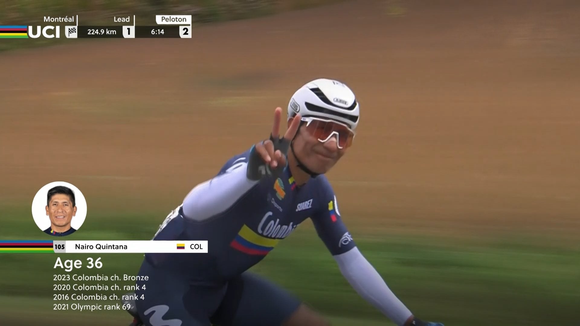 Nairo Quintana despidiéndose de su último Mundial de Ciclismo - crédito Montreal UCI
