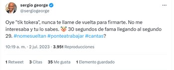 Sergio George criticó a Gabriela Herrera. (Twitter)