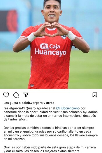 Publicación de Raziel García en