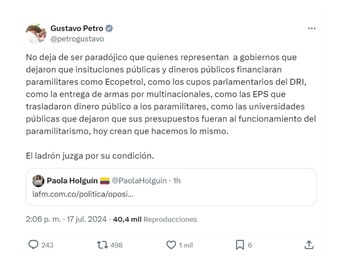 Con esta publicación, el presidente