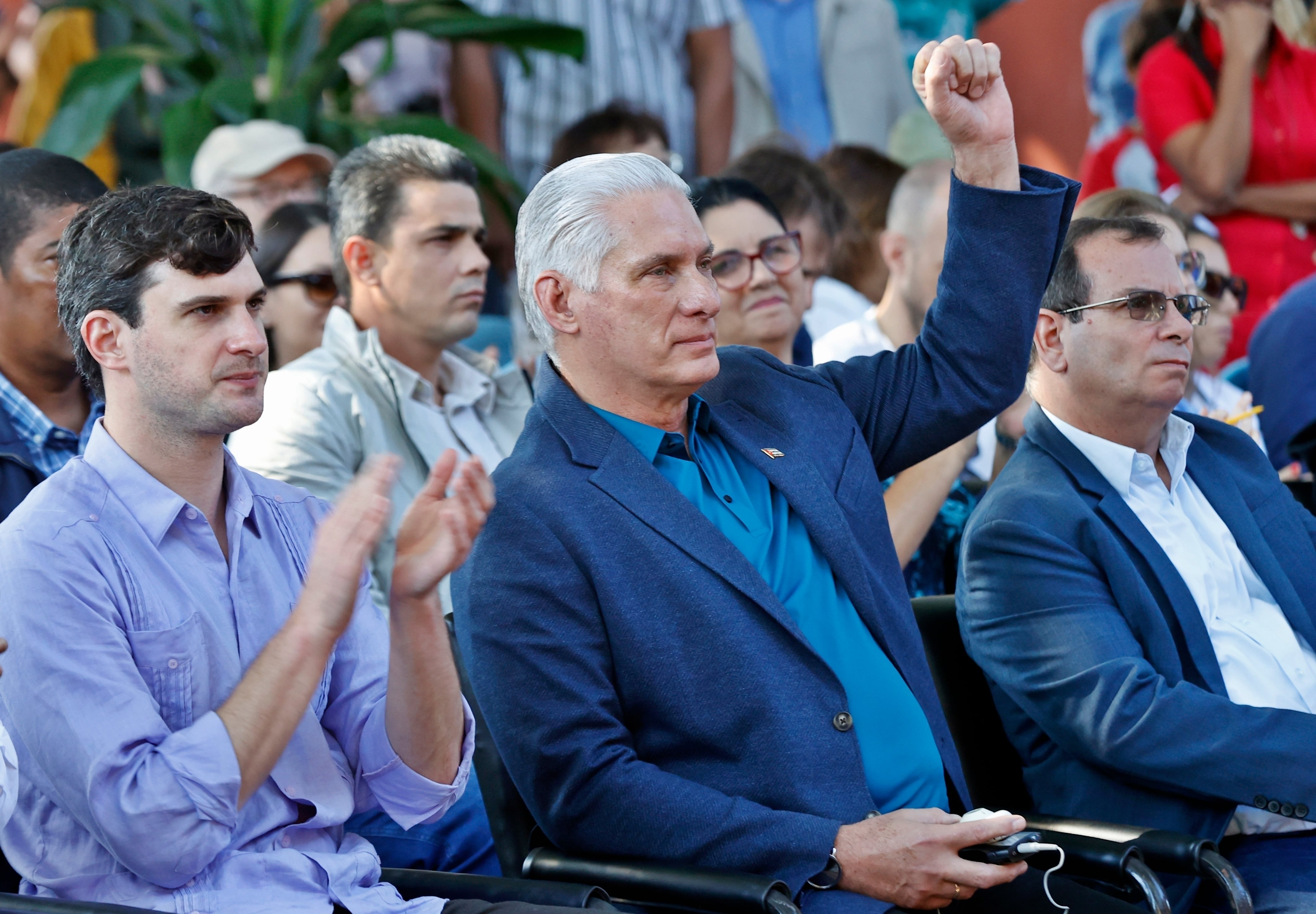 El dictador cubano Miguel Díaz-Canel y David Adler, coordinador general de