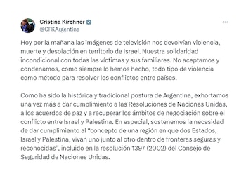 El tuit de CFK sobre