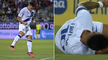 Lautaro Martínez convirtió un golazo en el triunfo del Inter ante Cagliari y encendió las alarmas por un golpe en el tobillo