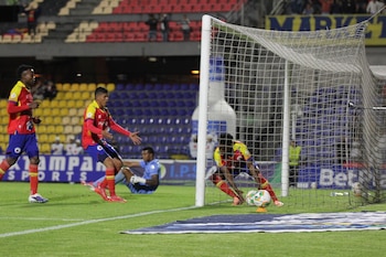 La alegría del defensor Andrey Estupiñán al anotar el único gol a favor de los dirigidos por el español Jonathan Risueño-crédito Leonardo Castro/Colprensa