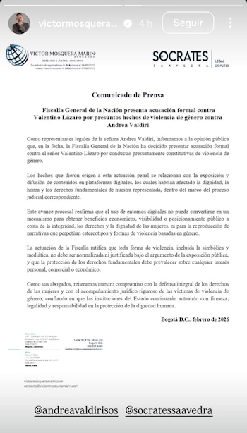 Comunicado oficial de la acusación