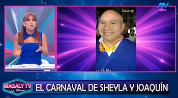 Joaquín Ramírez evita confirmar romance con Sheyla Rojas y Magaly reacciona: “Está usando lo mediática que eres”. Captura: Magaly TV La Firme.