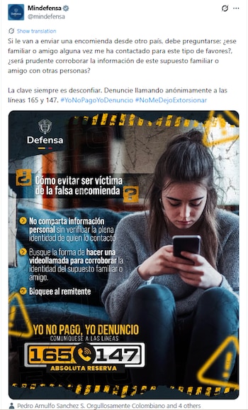 Recomendaciones del Ministerio de Defensa
