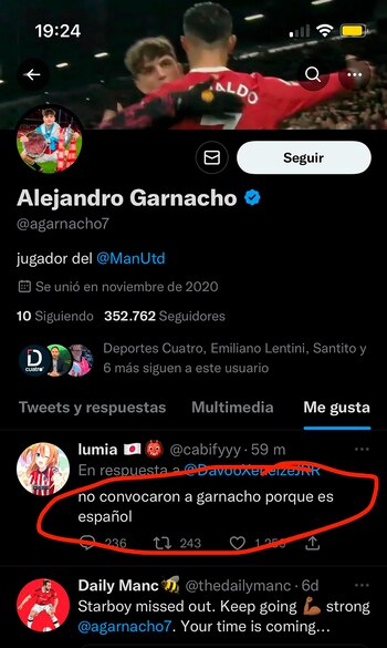 El llamativo like de Alejandro