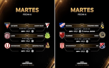 Partidos de martes 26 de mayo por la Copa Libertadores 2026.