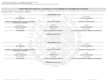 Parte de los inmuebles declarados por Fernando Farías. Crédito: DeclaraNet