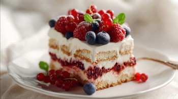 Tiramisú de frutos rojos, postre cremoso y afrutado con inspiración italiana. - (Imagen Ilustrativa Infobae)