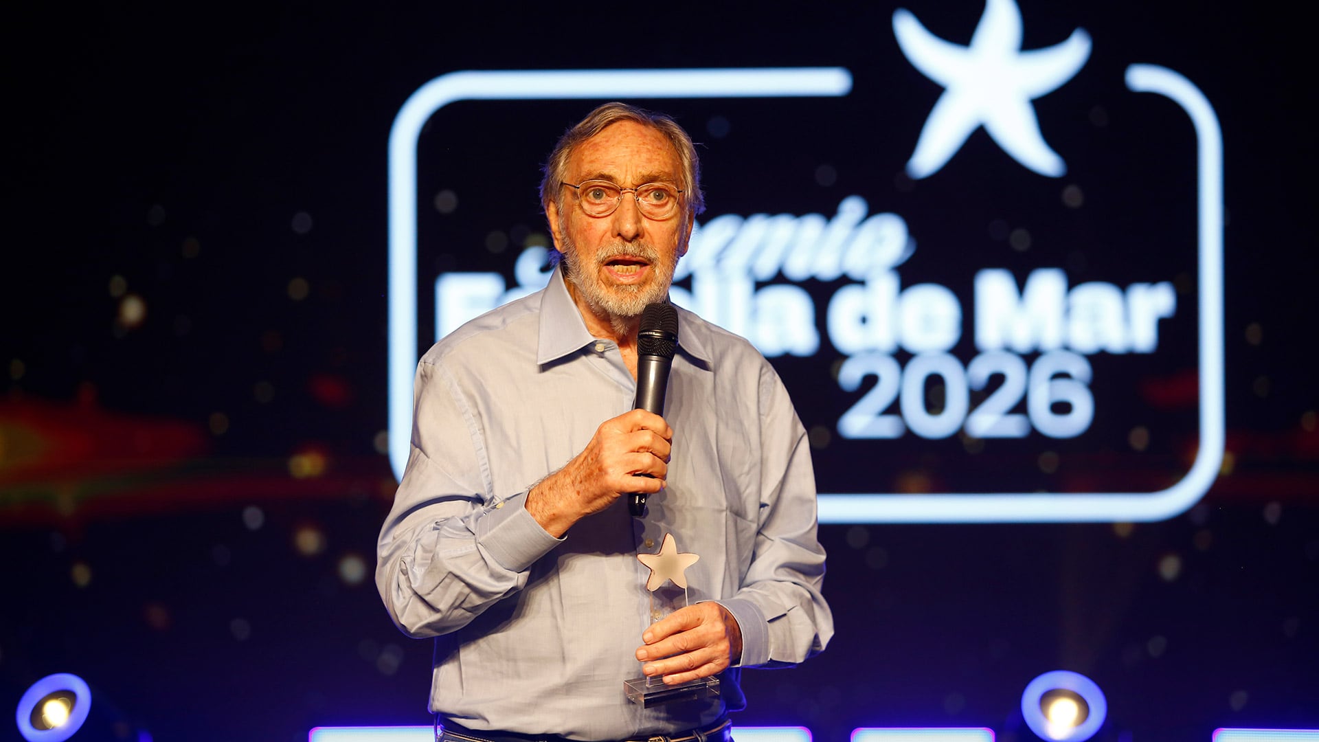 Luis Brandoni, al momento de recibir el reconocimiento en Mar del Plata (Ente Municipal de Turismo y Cultura de Mar del Plata - EMTuryC)