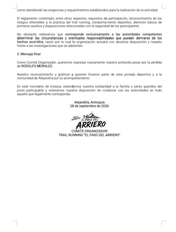 El reglamento oficial de la prueba advertía sobre peligros inherentes como caídas, deshidratación y pasos de ríos que cada atleta asumía al inscribirse - crédito elpaso_delarriero/IG