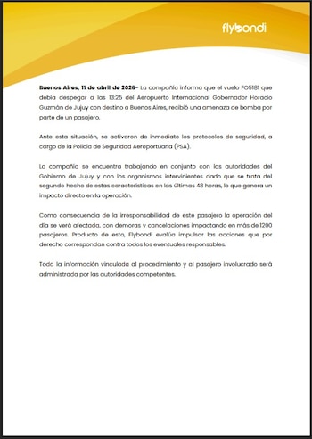 En Jujuy. Insólito y grave: un ex Instituto gritó “bomba” en el avión y lo detuvieron delante de todos