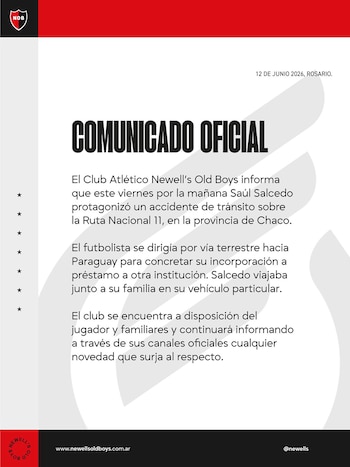 El jugador de Newell’s Saúl Salcedo protagonizó un trágico accidente en la ruta: murió una persona y hay tres heridos - Image 1