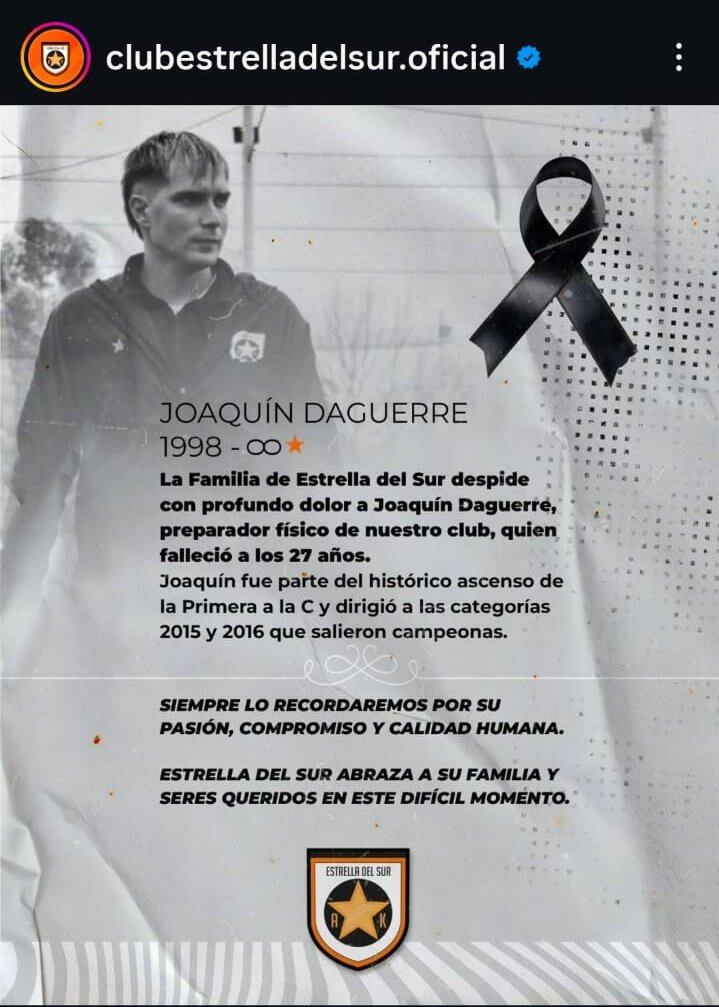 Homenaje de Estrella del Sur: el club despidió con profundo pesar a su preparador físico, recordado por su pasión y compromiso