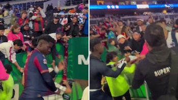 Fan de Rayados intenta quitarle a un niño la playera que le regaló el futbolista del Atlante, Jairon Charcopa y desata indignación