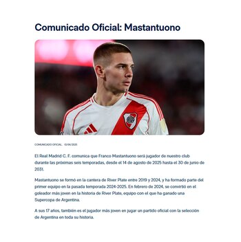 El comunicado oficial de Real