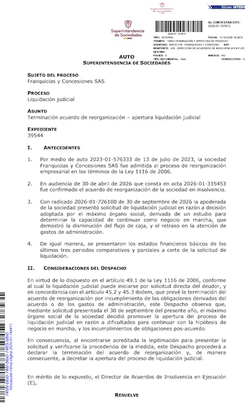 La Superintendencia de Sociedades ordenó la liquidación judicial de la cadena de restaurantes Presto tras el incumplimiento de su acuerdo de reorganización - crédito Superintendencia de Sociedades