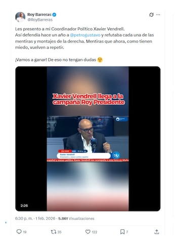 Roy Barreras y su defensa a Xavier Vendrell