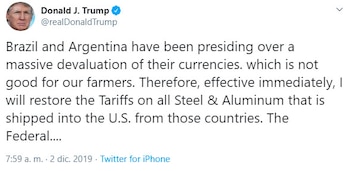 El 2 de diciembre, Trump