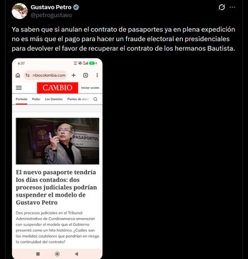 Gustavo Petro - crédito @petrogustavo/X