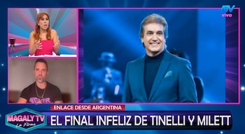 Explota versión sobre Milett Figueroa y Dante Gebel: Tinelli queda en shock tras declaración. Captura: Magaly TV La Firme.