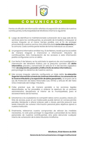 La Municipalidad de Miraflores detectó