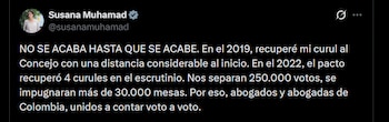Susana Muhamad - crédito @susanamuhamad/X