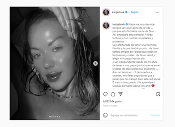 El posteo de Karina Jelinek