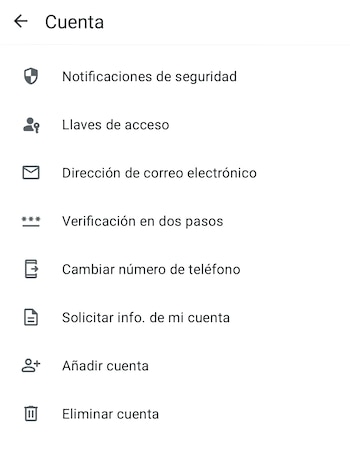 Menú de Ajustes de WhatsApp