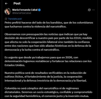 María Fernanda Cabal se fue