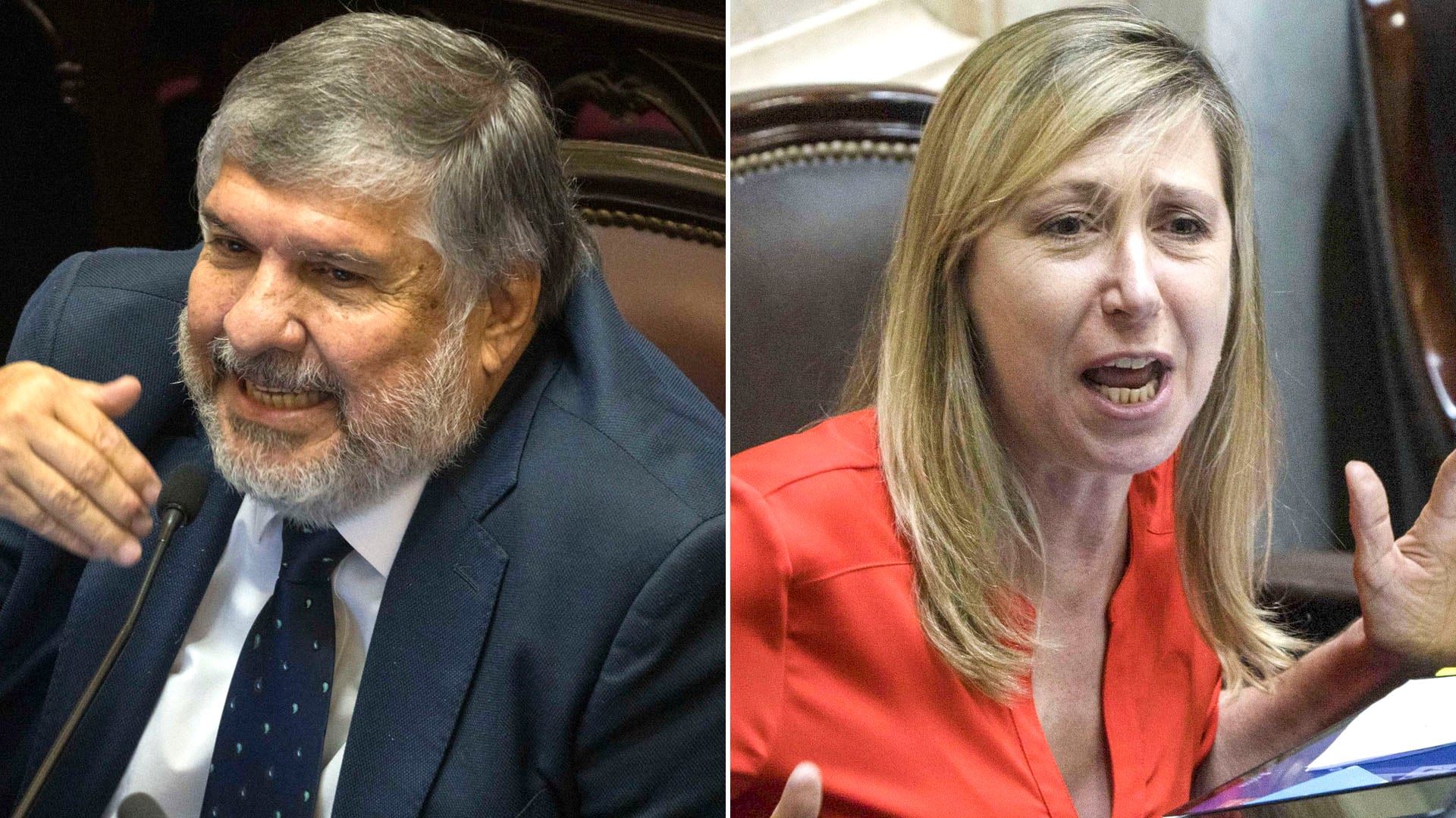 El senador Jose Mayans y la diputada Myriam Bregman, durante un debate parlamentario en el Congreso